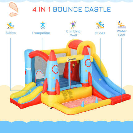 Bounce Castle Inflatable Trampoline Slide Pool Rocket Design 3.3 x 2.65 x 1.85m - Red Blue Yellow