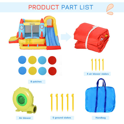 Bounce Castle Inflatable Trampoline Slide Pool Rocket Design 3.3 x 2.65 x 1.85m - Red Blue Yellow
