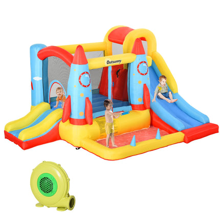 Bounce Castle Inflatable Trampoline Slide Pool Rocket Design 3.3 x 2.65 x 1.85m - Red Blue Yellow