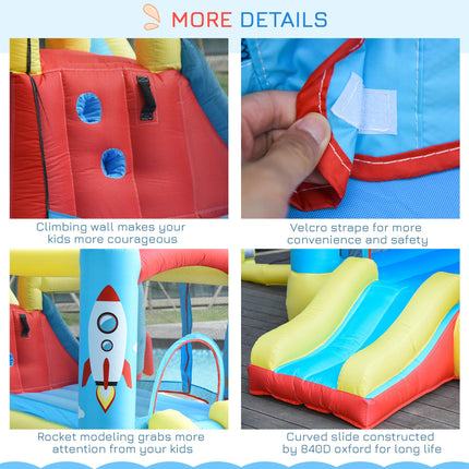 Bounce Castle Inflatable Trampoline Slide Pool Rocket Design 3.3 x 2.65 x 1.85m - Red Blue Yellow