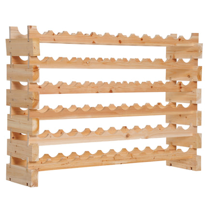 6 Tier Wooden Wine Rack Shelf for 72 Bottles - Natural Wood