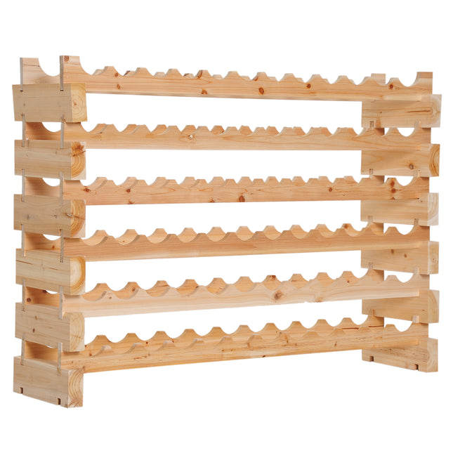 6 Tier Wooden Wine Rack Shelf for 72 Bottles - Natural Wood
