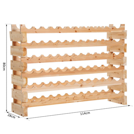 6 Tier Wooden Wine Rack Shelf for 72 Bottles - Natural Wood