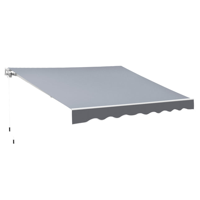 2.5m x 2m Manual Retractable Garden Patio Awning Canopy with Winding Handle - Grey