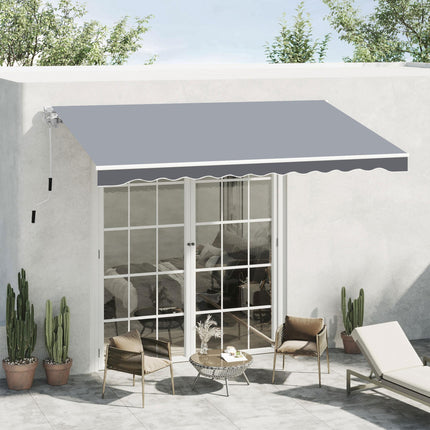 2.5m x 2m Manual Retractable Garden Patio Awning Canopy with Winding Handle - Grey