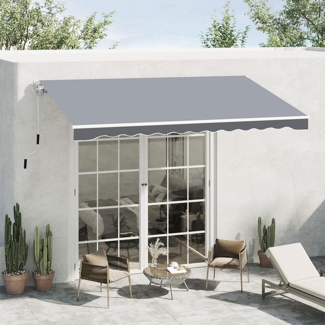 2.5m x 2m Manual Retractable Garden Patio Awning Canopy with Winding Handle - Grey