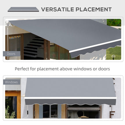 2.5m x 2m Manual Retractable Garden Patio Awning Canopy with Winding Handle - Grey