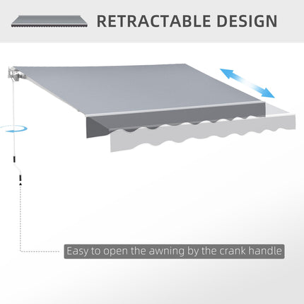 2.5m x 2m Manual Retractable Garden Patio Awning Canopy with Winding Handle - Grey