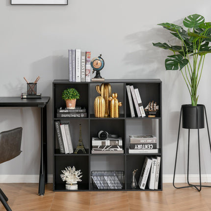 3-Tier 9-Cube Particle Board Storage Cabinet Bookcase Organizer - Black