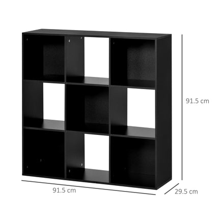 3-Tier 9-Cube Particle Board Storage Cabinet Bookcase Organizer - Black