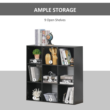 3-Tier 9-Cube Particle Board Storage Cabinet Bookcase Organizer - Black