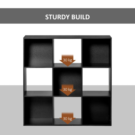 3-Tier 9-Cube Particle Board Storage Cabinet Bookcase Organizer - Black
