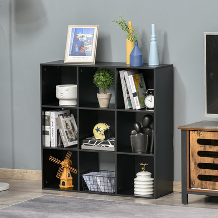 3-Tier 9-Cube Particle Board Storage Cabinet Bookcase Organizer - Black