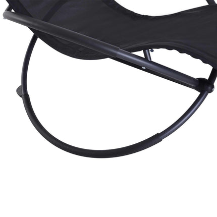 Outdoor Orbital Lounger Zero Gravity Foldable Rocking Patio Chaise with Pillow - Black