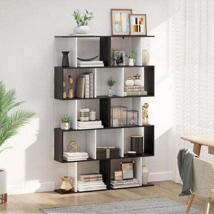 5-Tier S Shape Bookcase Storage Display Shelving Unit - Black