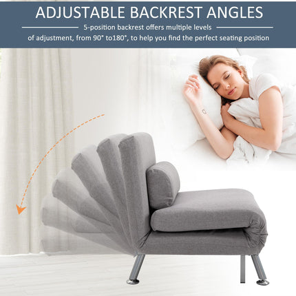 Single Foldable Sofa Bed Futon Chair Sleeper for Living Room - Grey