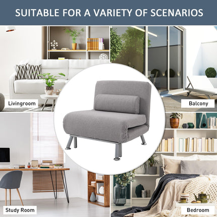 Single Foldable Sofa Bed Futon Chair Sleeper for Living Room - Grey