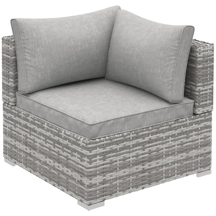 1 Seater PE Rattan Corner Sofa With Cushions - Grey