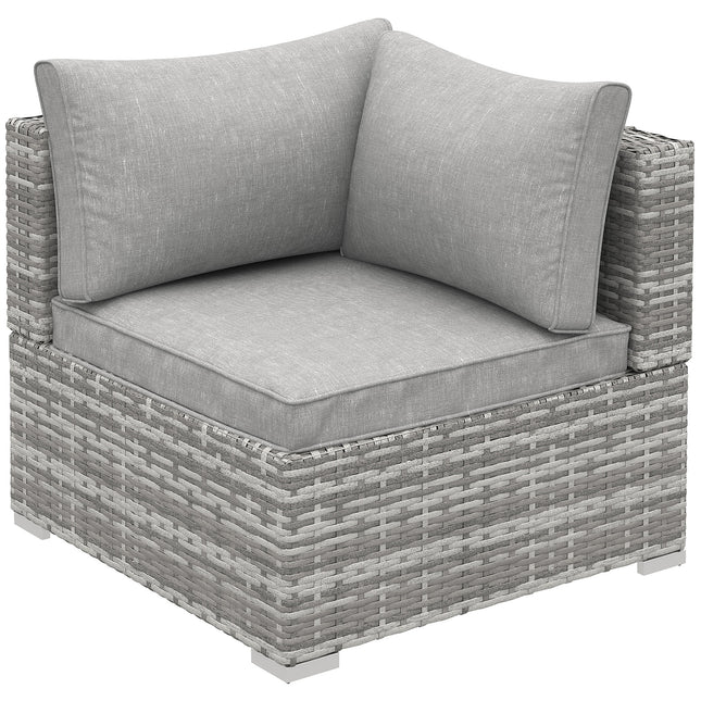 1 Seater PE Rattan Corner Sofa With Cushions - Grey