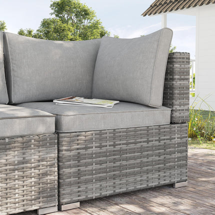 1 Seater PE Rattan Corner Sofa With Cushions - Grey