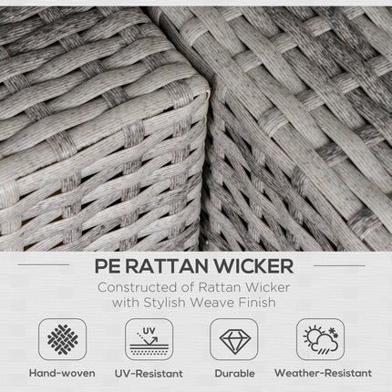 1 Seater PE Rattan Corner Sofa With Cushions - Grey