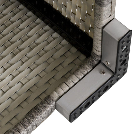 1 Seater PE Rattan Corner Sofa With Cushions - Grey