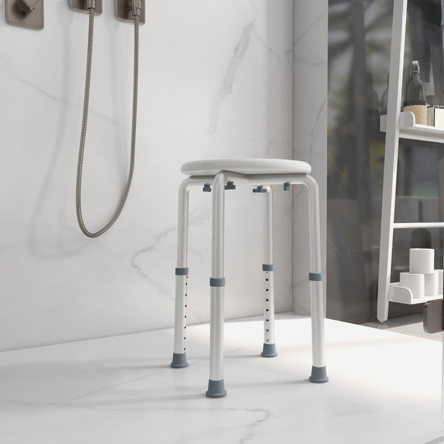Adjustable Bath Chair Shower Seat for Elderly Safety - Cream White