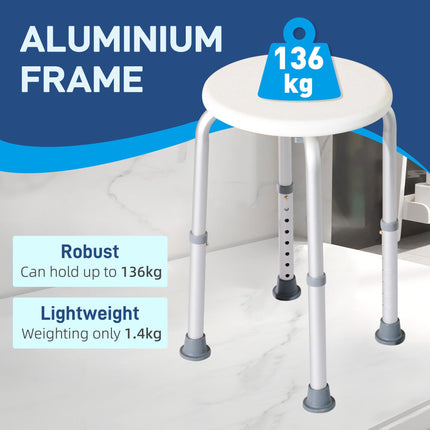 Adjustable Bath Chair Shower Seat for Elderly Safety - Cream White