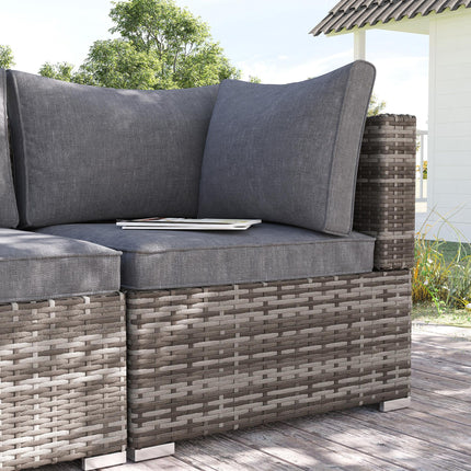 1 Seater PE Rattan Corner Sofa with Cushions - Deep Grey