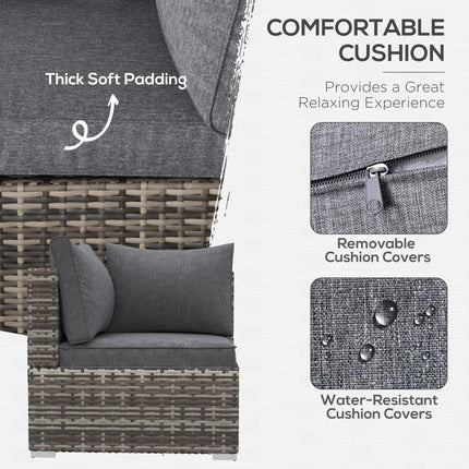 1 Seater PE Rattan Corner Sofa with Cushions - Deep Grey