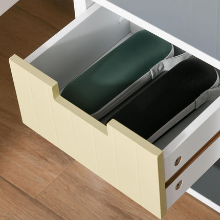 3 Drawer Storage Tower Dresser Chest with Wood Top for Bedroom Nursery Hallway - White Frame Multi-Colour Drawers