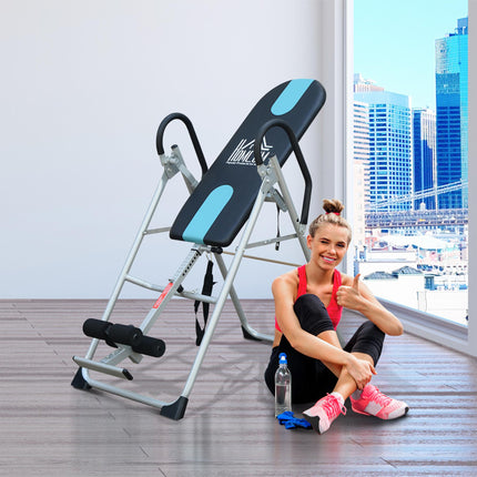 Foldable Gravity Inversion Table for Back Pain Relief - Black