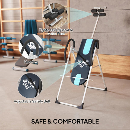 Foldable Gravity Inversion Table for Back Pain Relief - Black