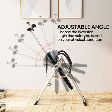 Foldable Gravity Inversion Table for Back Pain Relief - Black