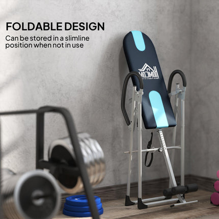 Foldable Gravity Inversion Table for Back Pain Relief - Black
