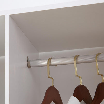 Double Mobile Open Wardrobe with Hanging Rails and Storage Shelves - White