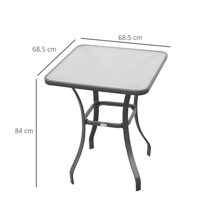 Square Glass Bistro Table with Metal Base for Outdoor Dining - Black
