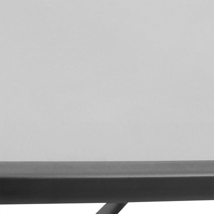 Square Glass Bistro Table with Metal Base for Outdoor Dining - Black