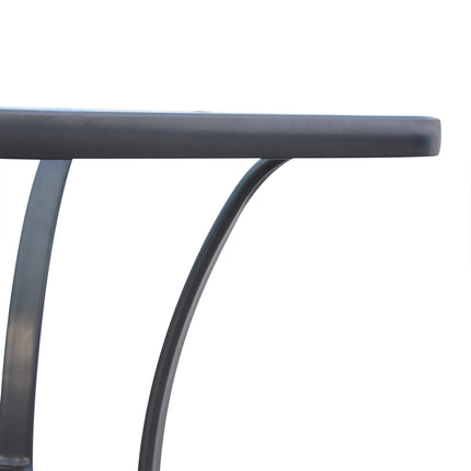 Square Glass Bistro Table with Metal Base for Outdoor Dining - Black