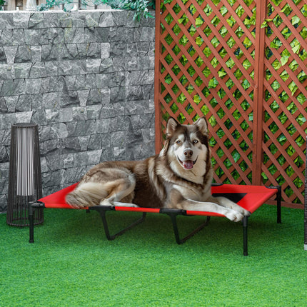 Raised Cooling Elevated Dog Bed with Breathable Mesh X Large 122x92x23cm - Red