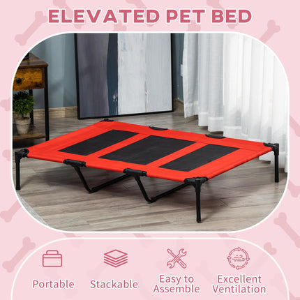 Raised Cooling Elevated Dog Bed with Breathable Mesh X Large 122x92x23cm - Red