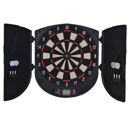 Electronic Dartboard Set with 26 Games, 185 Variations, 6 Darts & Storage Cabinet - Black Deep Orange