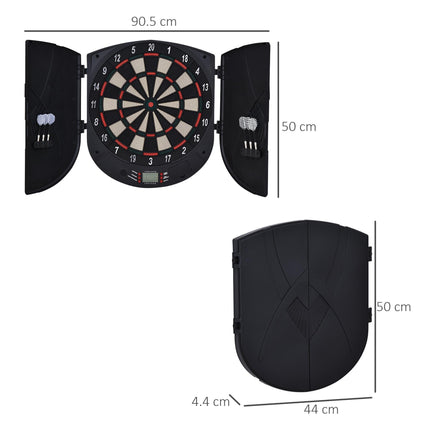 Electronic Dartboard Set with 26 Games, 185 Variations, 6 Darts & Storage Cabinet - Black Deep Orange