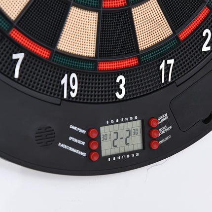 Electronic Dartboard Set with 26 Games, 185 Variations, 6 Darts & Storage Cabinet - Black Deep Orange