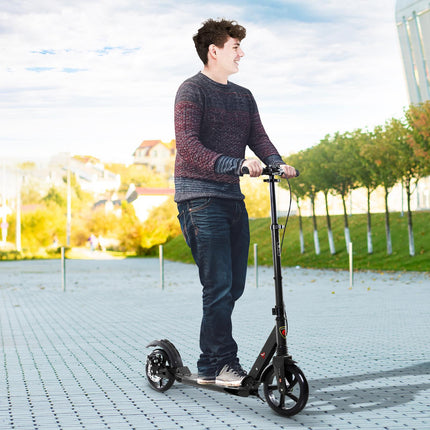 Foldable Adjustable Teens & Adult Kick Scooter with Dual Brake & Shock Mitigation System - Black