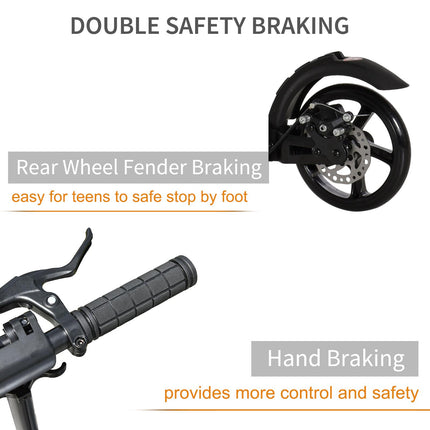 Foldable Adjustable Teens & Adult Kick Scooter with Dual Brake & Shock Mitigation System - Black