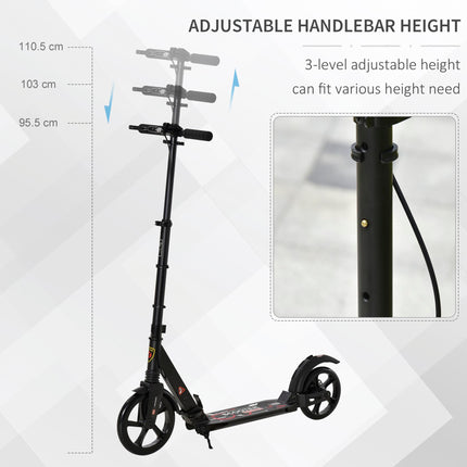 Foldable Adjustable Teens & Adult Kick Scooter with Dual Brake & Shock Mitigation System - Black