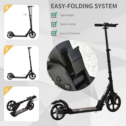 Foldable Adjustable Teens & Adult Kick Scooter with Dual Brake & Shock Mitigation System - Black