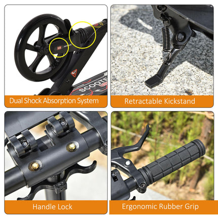 Foldable Adjustable Teens & Adult Kick Scooter with Dual Brake & Shock Mitigation System - Black