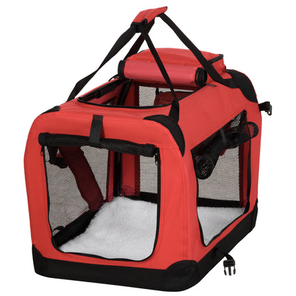 Portable Folding Dog Carrier Bag for Small Dogs 60x42x42 cm - Red